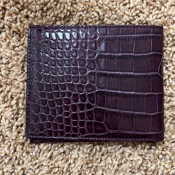 NWT Rare Ralph Lauren Purple Label Crocodile Skin Men Wallet Deep Purple - Picture 4 of 7